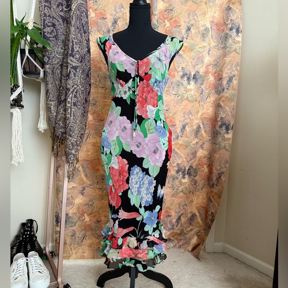 100% Silk Floral Vintage Dress